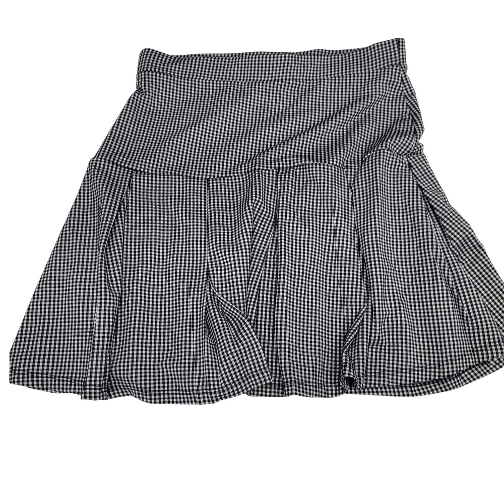 Ardene Womens Black White Gingham Pleated Mini Skirt Size Medium 3A-AP31839-12